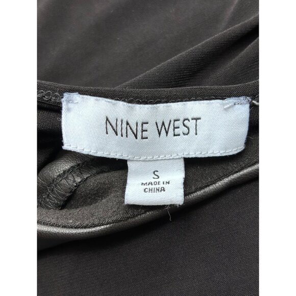 Nine West Black Long Sleeve Top With Faux Leather Detail - Picture 4 of 14